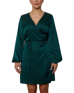 CORINNE - WRAP DRESS, FOREST GREEN