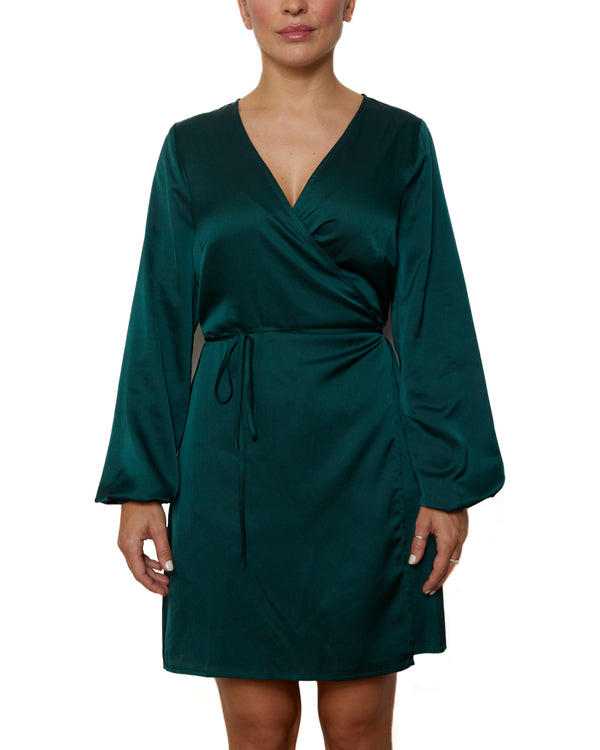 CORINNE - WRAP DRESS, FOREST GREEN