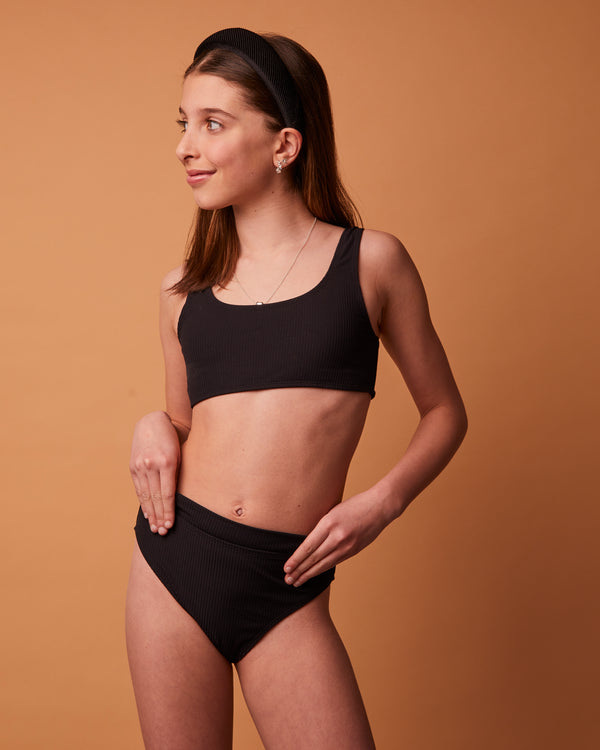 GENEVIEVE - BIKINI BOTTOM, BLACK RIBBED
