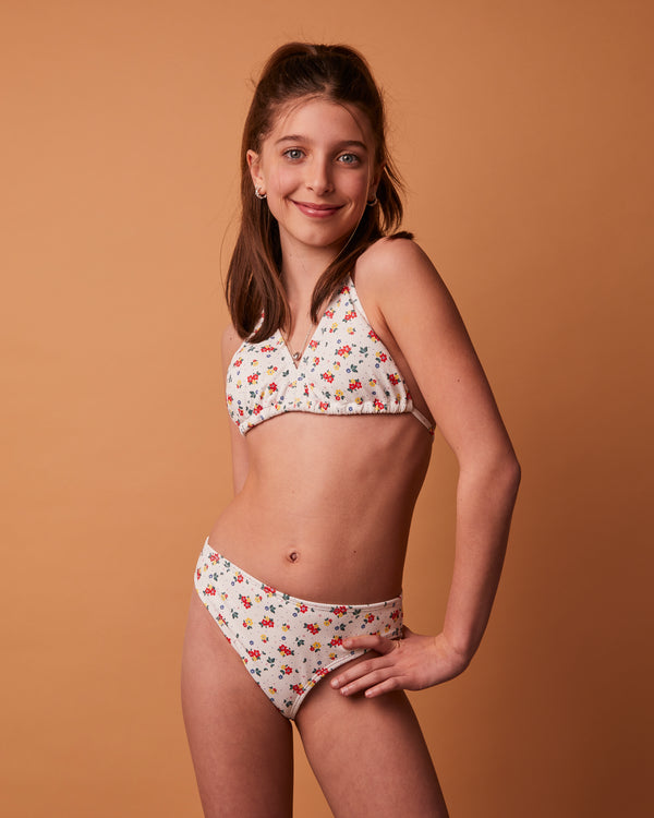 ZOHAR - BIKINI TOP, FLOWERS AND POLKA DOTS RIBBED