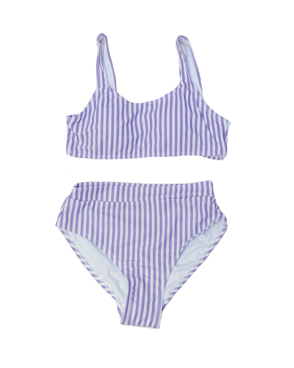 2 pieces swimsuit Geneviève lilac stripes