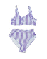 2 pieces swimsuit Geneviève lilac stripes / Maillot de bain Geneviève deux pièces rayures lilas