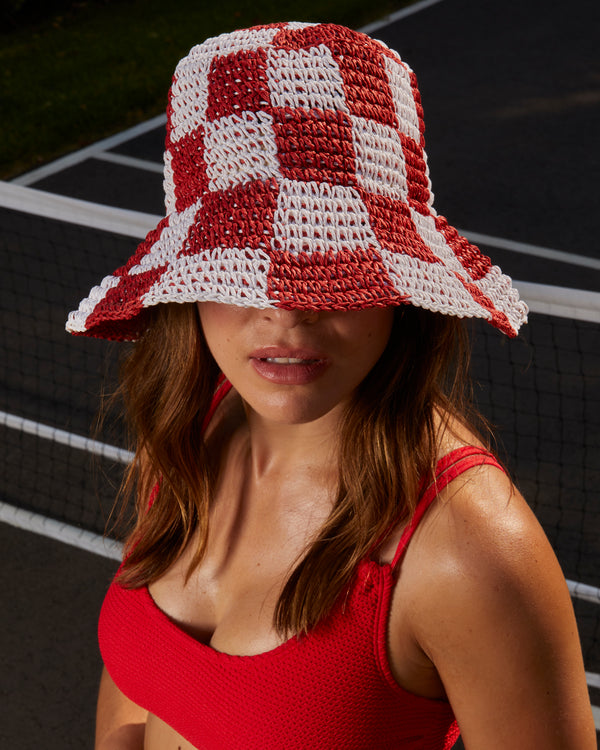 LOLA - HAT, RED CHECKERBOARD