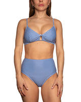 Julia bikini top blue diagonale stripes / Haut de bikini Julia lignes diagonales bleues