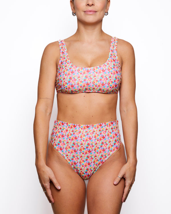 Geneviève bikini bottom small flowers multi colors / Bas de bikini Geneviève petites fleurs multi couleurs