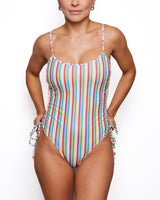 Élie one piece swimsuit multi stripes / Élie maillot une pièce rayé multi couleurs