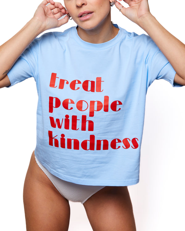 Crop top blue "Treat people with kindness"