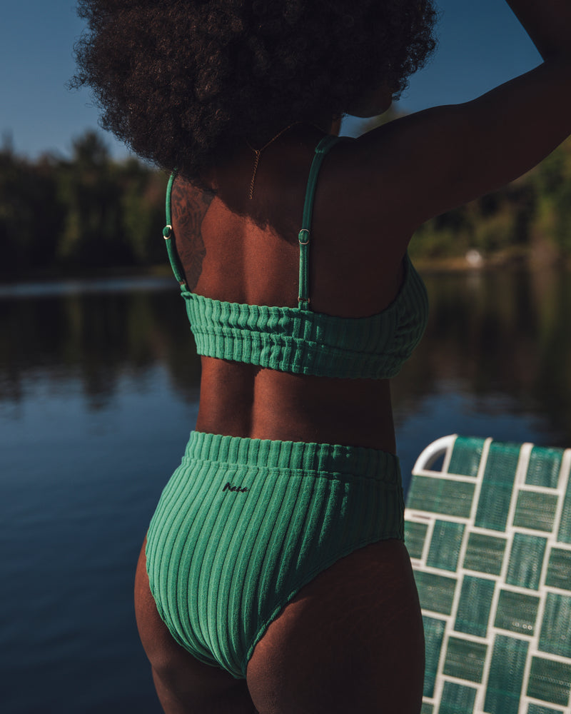 Chanel bikini top green rib