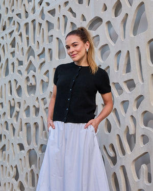 ZOE - SHORT-SLEEVED CARDIGAN, BLACK