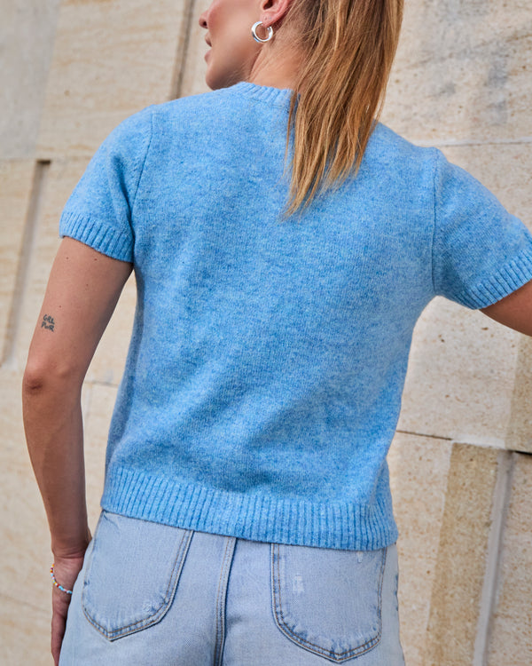ZOE - SHORT-SLEEVED CARDIGAN, BLUE