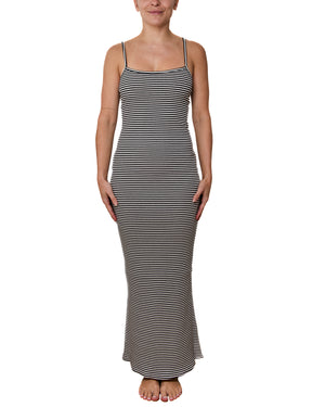 EVA - MAXI DRESS, BLACK AND WHITE STRIPES