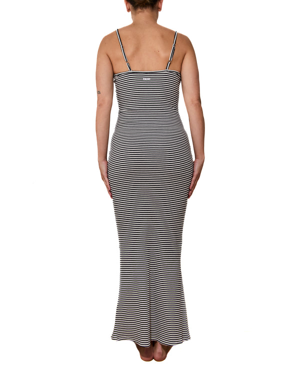 EVA - MAXI DRESS, BLACK AND WHITE STRIPES