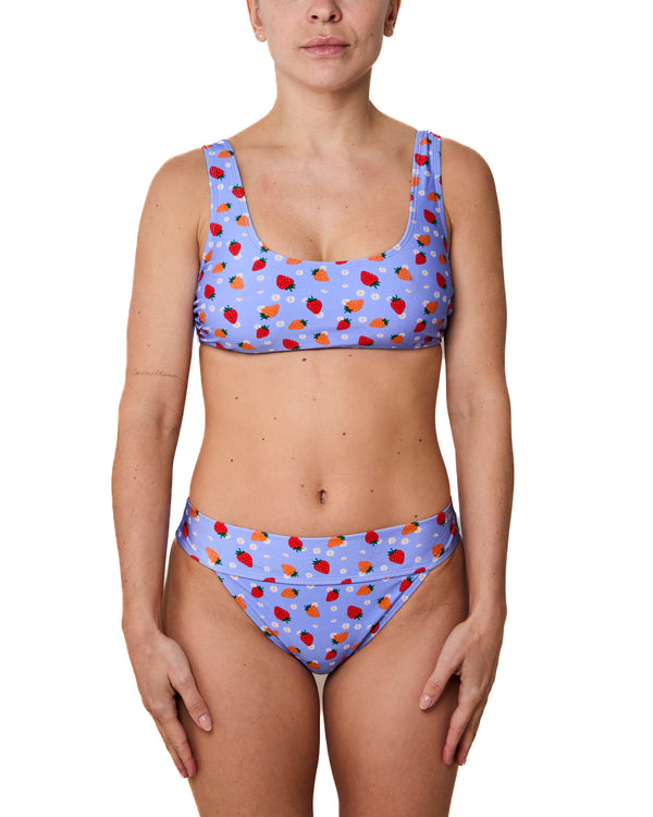 GENEVIEVE - BIKINI TOP, STRAWBERRIES AND  FLOWERS SHINY