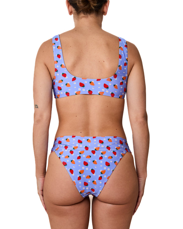 GENEVIEVE - BIKINI TOP, STRAWBERRIES AND  FLOWERS SHINY