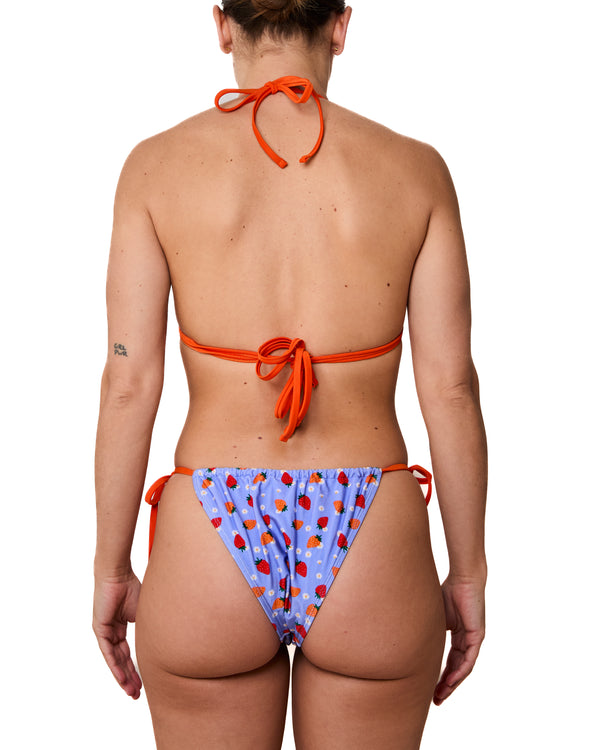 NATALIA - BIKINI TOP, STRAWBERRIES AND FLOWERS SHINY