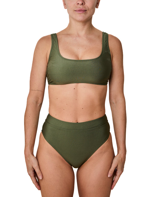 GENEVIEVE - BIKINI BOTTOM, SHINY KHAKI GREEN