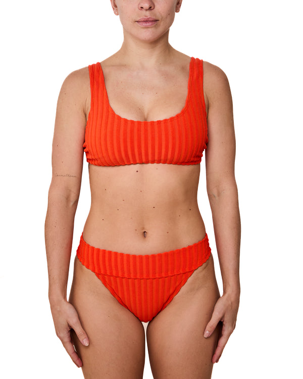ELOISE - BIKINI BOTTOMS, TANGERINE LARGE RIB
