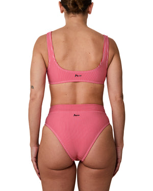 GENEVIEVE - HAUT DE BIKINI, LIGNES ROUGES BRILLANT