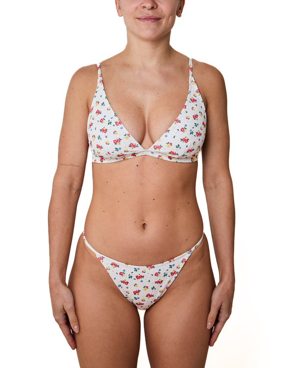 EMY - BIKINI BOTTOM, FLOWERS AND POLKA DOTS RIBBED