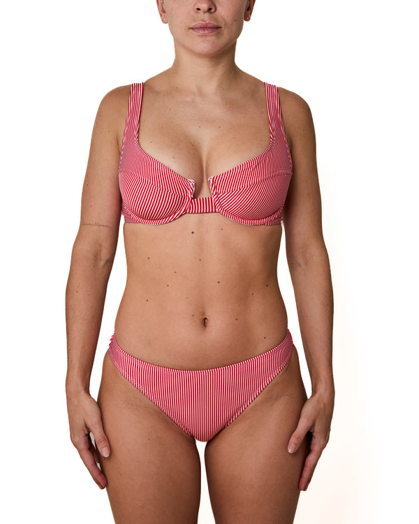 MAUDE - BIKINI BOTTOM, SHINY RED STRIPES