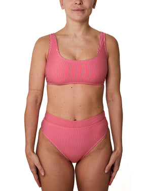 GENEVIEVE - HAUT DE BIKINI, LIGNES ROUGES BRILLANT