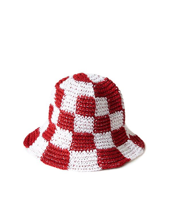 LOLA - HAT, RED CHECKERBOARD