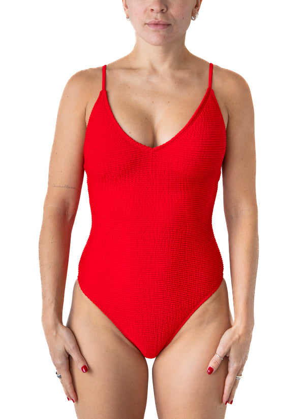 ANNE - MAILLOT UNE-PIECE, ROUGE TEXTURE