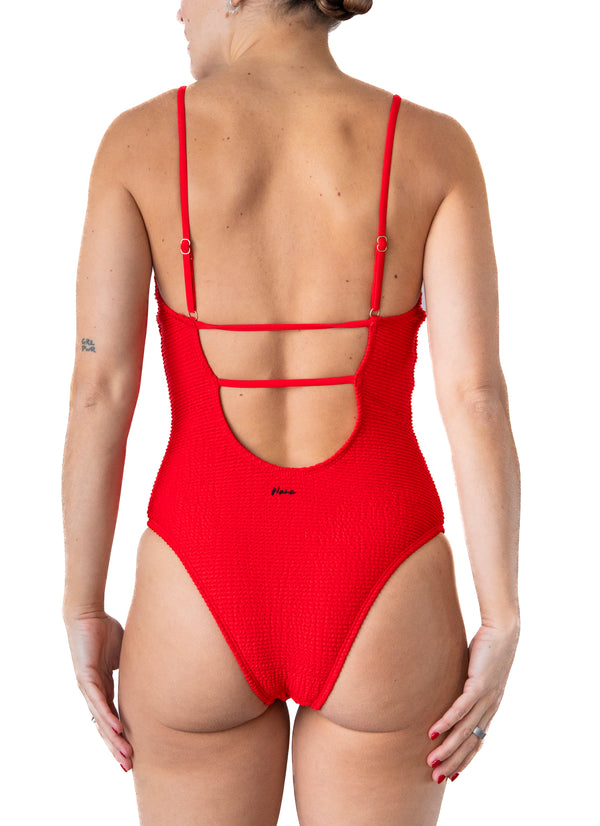 ANNE - MAILLOT UNE-PIECE, ROUGE TEXTURE