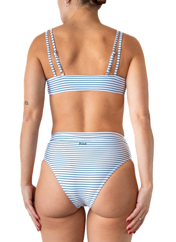 FLORENCE - BIKINI TOP, SHINY TURQUOISE STRIPES