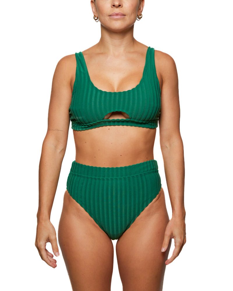 Chanel bikini top green rib / Haut de bikini Chanel vert côtelé