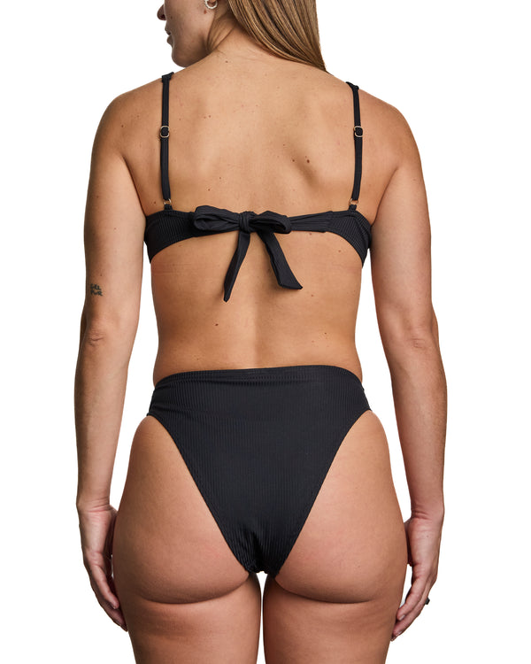HAZEL - BIKINI TOP, BLACK RIB