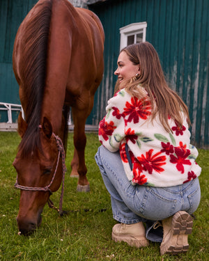MIAO - POLAR FLEECE, MULTICOLORED RED FLOWERS