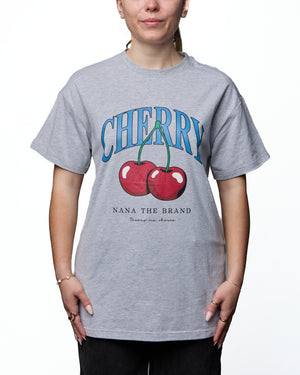 TATIANA - T-SHIRT, MELANGE DE GRIS "CHERRY"