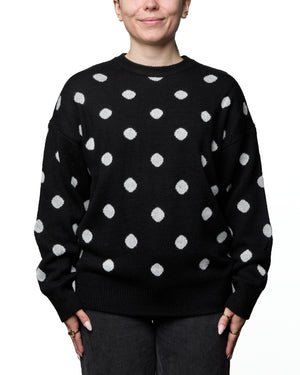 EVELYN - CHANDAIL, NOIR A POIS BLANCS