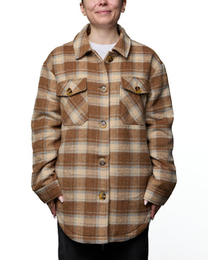 ANNABELLE - OVERSHIRT, BROWN AND PALE BLUE PLAID