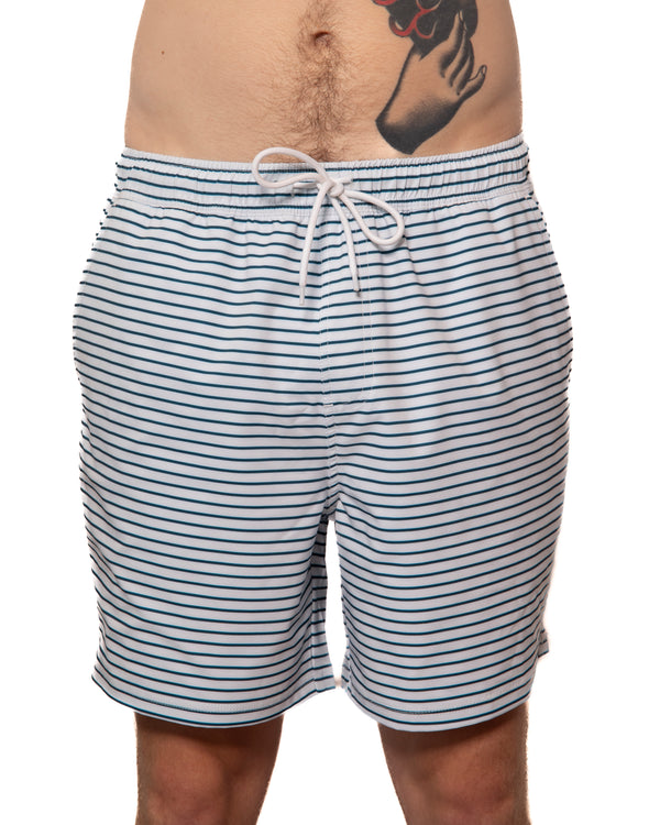 LOU - MAILLOT DE BAIN POUR HOMMES, A RAYURES TURQUOISES