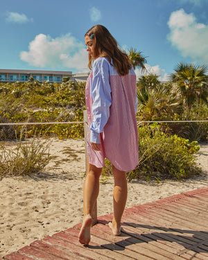 JENNY - SHIRT DRESS, BLUE AND RED STRIPES