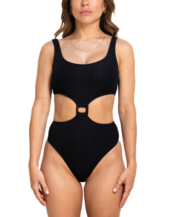 RACHEL - ONE-PIECE SWIMSUIT, BLACK RIB