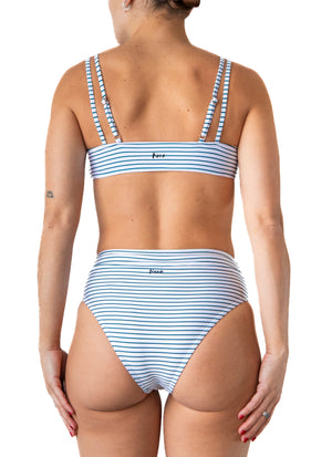 FLORENCE - HAUT DE BIKINI, BRILLANT A RAYURES TURQUOISES