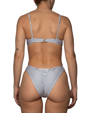 LIZZIE - BIKINI BOTTOM, SHINY WITH TURQUOISE STRIPES
