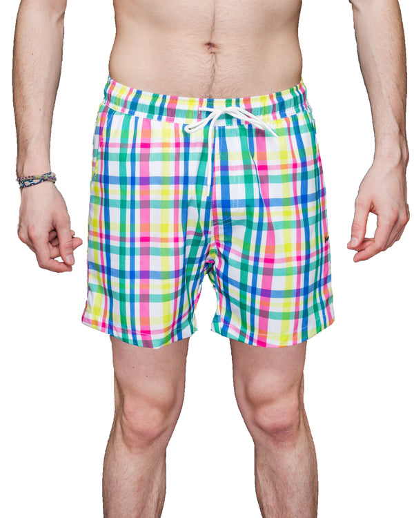 LOU - MAILLOT DE BAIN POUR HOMMES, CARREAUX MULTI COULEURS