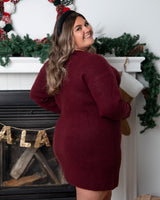 Sweater dress burgundy / Robe chandail en maille bourgogne
