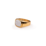 White stone ring gold plated