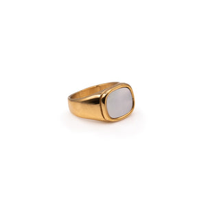 White stone ring gold plated