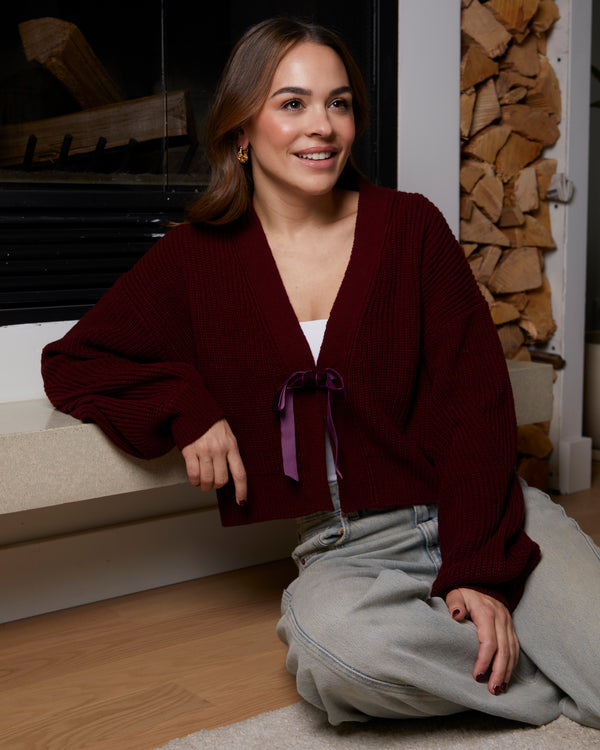 SELENA - CARDIGAN, BURGUNDY