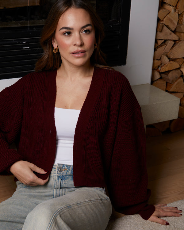 SELENA - CARDIGAN, BURGUNDY