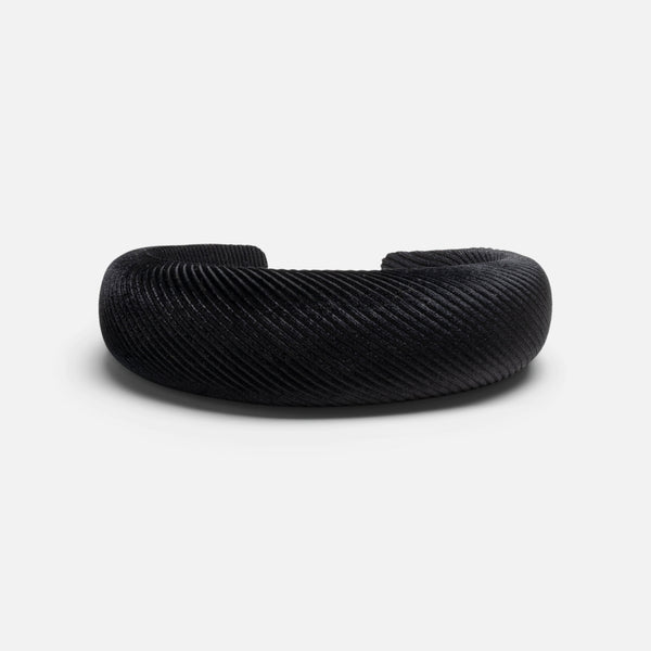 BLACK RIBBED VELVELT HEAD BAND