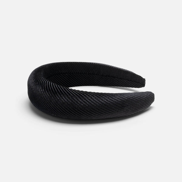 BLACK RIBBED VELVELT HEAD BAND