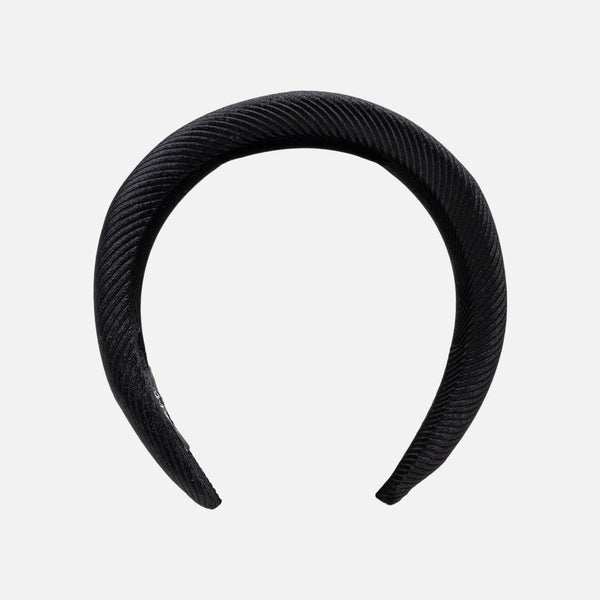 BLACK RIBBED VELVELT HEAD BAND