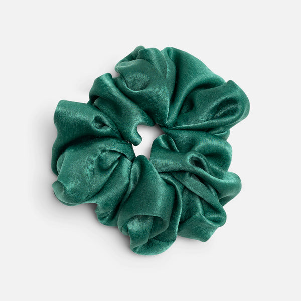 GREEN HAMMERED SATIN BIG SCRUNCHIE